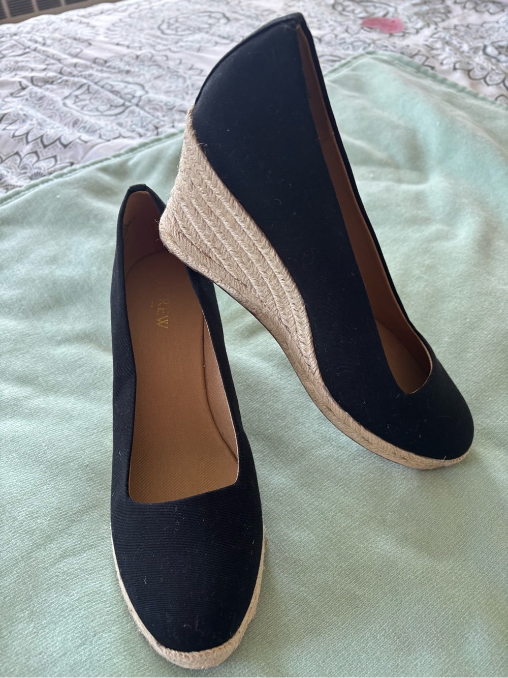 JCrew Seville Black Canvas Espadrille, 9M, New